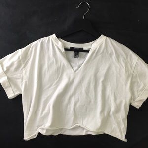 forever 21 white cropped tshirt